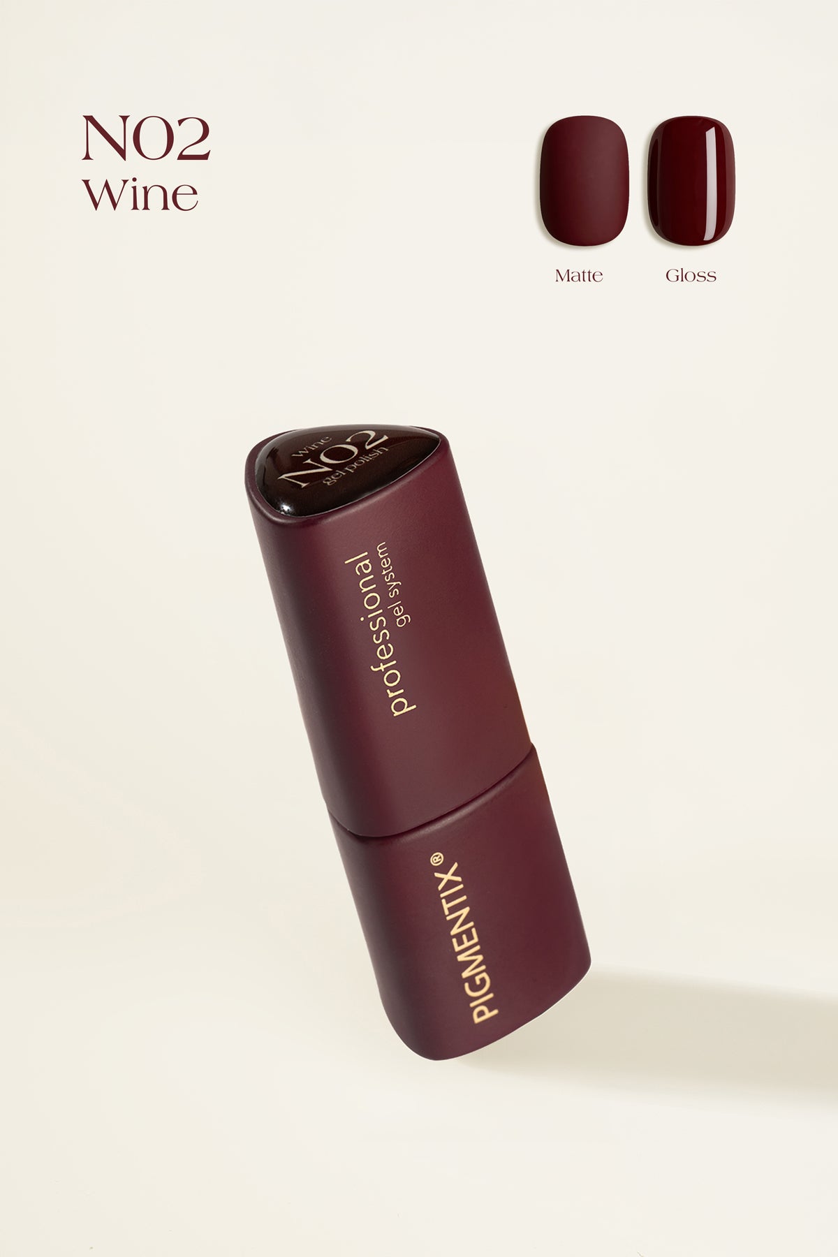 Pigmentix gelinis lakas Wine N02 – Cherry Noir, 8 ml – spalvos pavyzdys