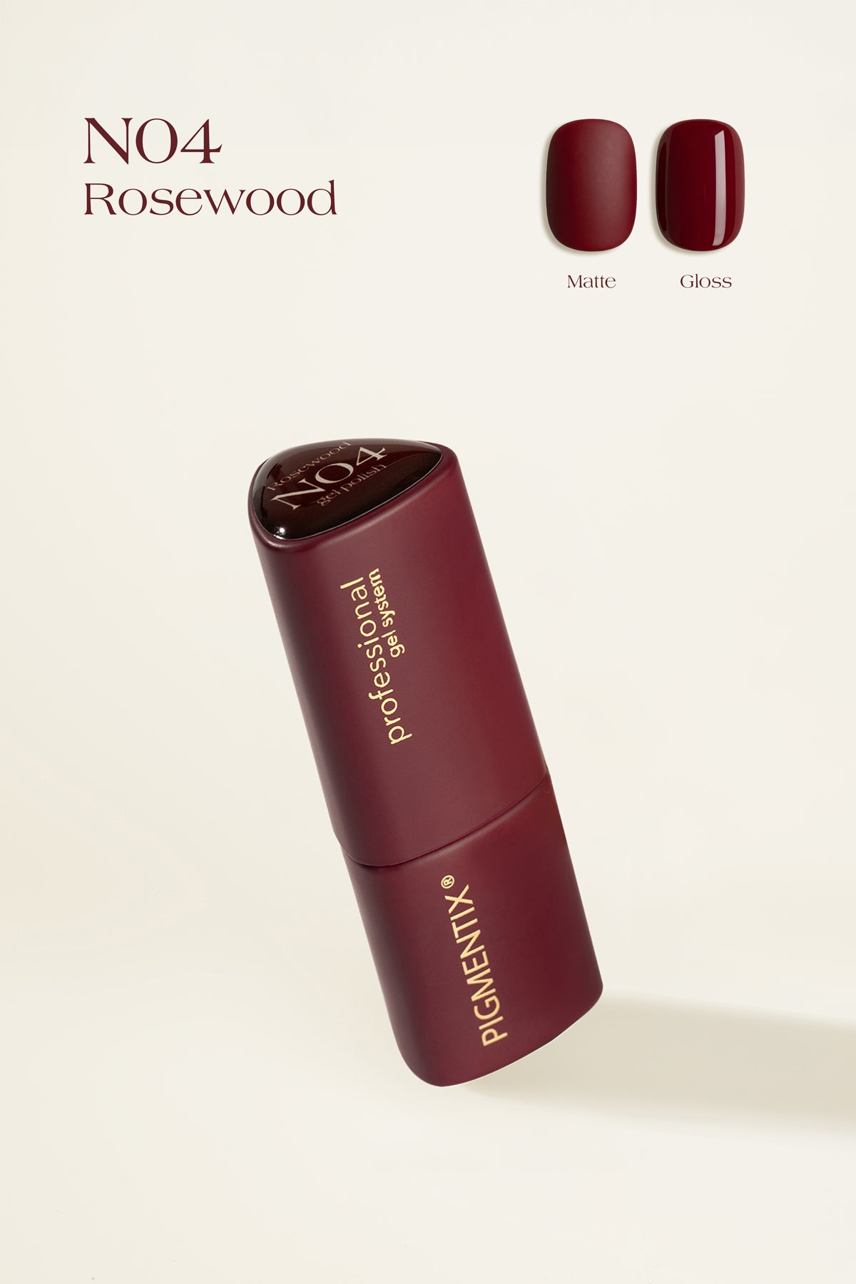 Pigmentix gelinis lakas Rosewood N04 – Cherry Noir, 8 ml – spalvos pavyzdys